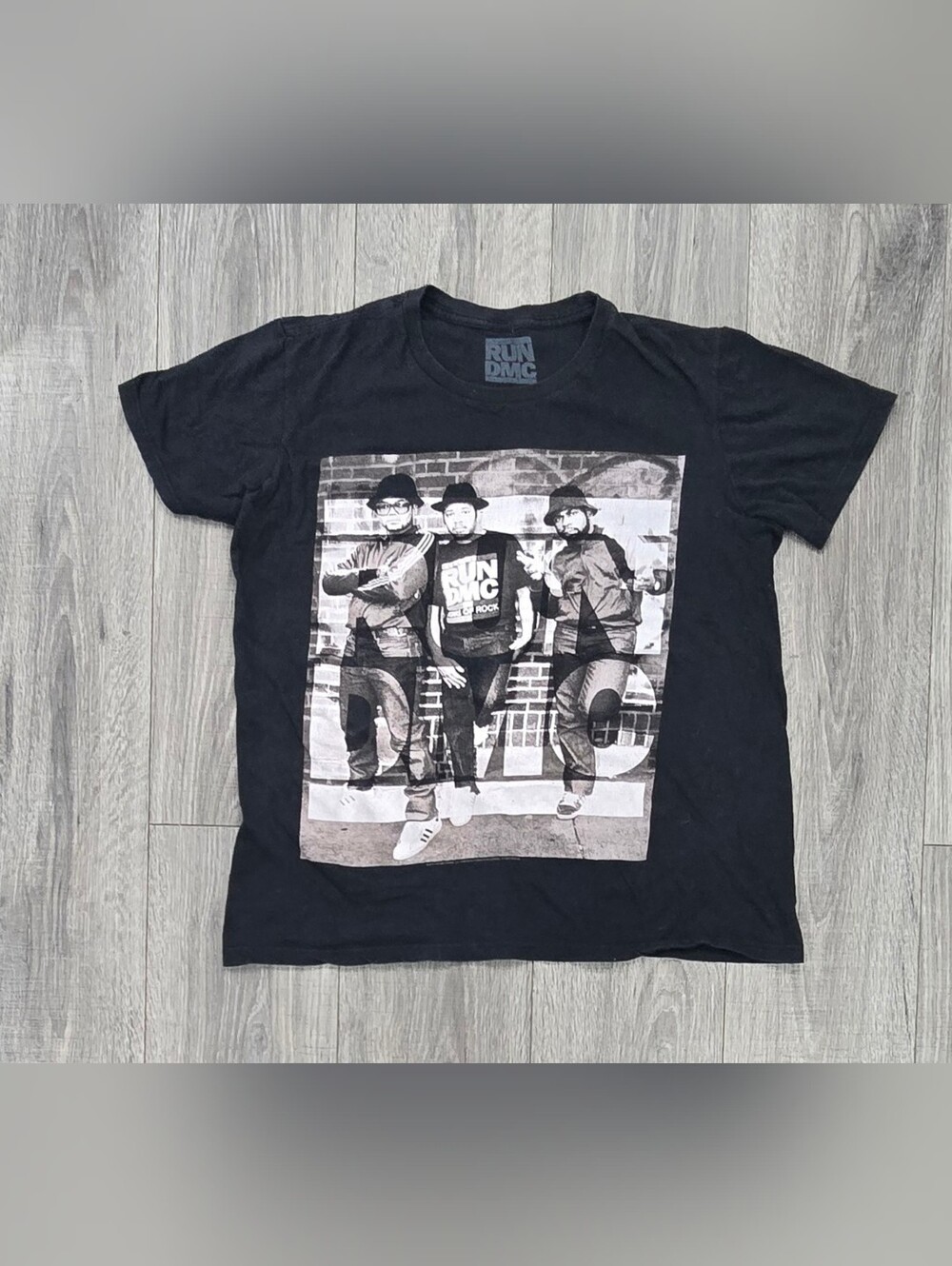 Run DMC Black Photo Graphic T Shirt Men’s Large Hip Hop Rap Bella Canvas.